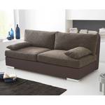 Boxspring Schlafsofa Luvia Kunstleder/Strukturstoff - Braun