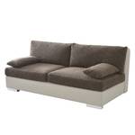 Boxspring Schlafsofa Luvia Kunstleder/Strukturstoff - Weiß / Braun