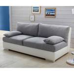 Boxspring Schlafsofa Luvia Kunstleder/Strukturstoff - Weiß / Hellgrau