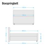 Boxspringbett Amadeo Kunstleder Schwarz / Ziernaht Weiß - 140 x 200cm - H3