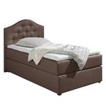 Boxspringbett Ansmark Strukturstoff - Braun - 100 x 200cm - Bonellfederkernmatratze - H3