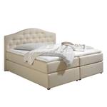 Boxspringbett Ansmark Strukturstoff - Beige - 200 x 200cm - Tonnentaschenfederkernmatratze - H2