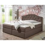 Boxspringbett Ansmark Strukturstoff - Braun - 160 x 200cm - Tonnentaschenfederkernmatratze - H3