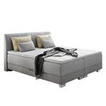 Lit boxspring Arboga avec coffre de lit Tissu structuré - Gris