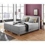 Lit boxspring Arboga avec coffre de lit Tissu structuré - Gris