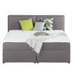 Gestoffeerd bed Asmara geweven stof - grijs - Grijs - 140 x 200cm - Met hoofdeinde