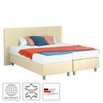 Boxspringbett Atlanta (Echtleder) Ohne Topper - Beige - 140 x 200cm - H2