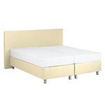 Boxspring Atlanta echt leer zonder topper - Beige - 140 x 200cm - H2 zacht