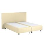 Boxspring Atlanta echt leer zonder topper - Beige - 140 x 200cm - H2 zacht