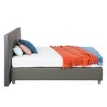 Lit boxspring Atlanta Cuir véritable Sans surmatelas - Gris - 140 x 200cm - D2 souple