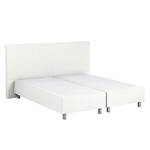 Boxspring Atlanta echt leer zonder topper - Wit - 140 x 200cm - H2 zacht