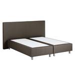 Lit boxspring Atlanta Cuir véritable Sans surmatelas - Marron - 140 x 200cm - D3 medium