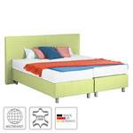 Lit boxspring Atlanta Cuir véritable Sans surmatelas - Vert clair - 140 x 200cm - D3 medium