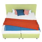 Lit boxspring Atlanta Cuir véritable Sans surmatelas - Vert clair - 140 x 200cm - D3 medium