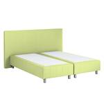 Lit boxspring Atlanta Cuir véritable Sans surmatelas - Vert clair - 140 x 200cm - D3 medium