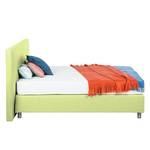 Lit boxspring Atlanta Cuir véritable Sans surmatelas - Vert clair - 140 x 200cm - D3 medium