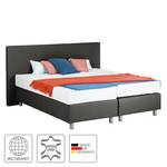 Boxspringbett Atlanta (Echtleder) Ohne Topper - Schwarz - 140 x 200cm - H3