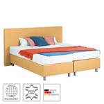 Boxspringbett Atlanta (Echtleder) Ohne Topper - Gelb - 160 x 200cm - H2