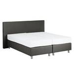 Boxspring Atlanta echt leer zonder topper - Zwart - 160 x 200cm - H2 zacht