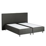 Lit boxspring Atlanta Cuir véritable Sans surmatelas - Noir - 160 x 200cm - D2 souple