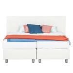 Lit boxspring Atlanta Cuir véritable Sans surmatelas - Blanc - 180 x 200cm - D2 souple