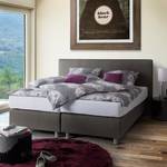 Boxspring Atlanta echt leer zonder topper - Grijs - 140 x 200cm - H2 zacht