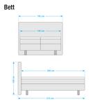 Boxspringbett Baila Webstoff - Ecru - 140 x 200cm - Bonellfederkernmatratze - H2