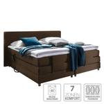 Lit boxspring Belaja Surmatelas inclus - Tissu - Marron foncé