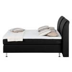 Lit Boxspring Bjane Avec surmatelas - Tissu structuré - Noir - 90 x 200cm