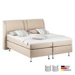 Lit Boxspring Bjane Avec surmatelas - Tissu structuré - Beige - 90 x 200cm