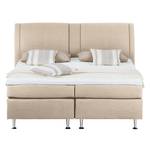 Boxspring Bjane inclusief topper structuurstof - Beige - 180 x 200cm