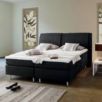 Lit Boxspring Bjane Avec surmatelas - Tissu structuré - Noir - 90 x 200cm