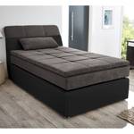 Boxspringbett Borghi Webstoff - Schwarz / Grau