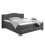 Boxspringbett Bottna Strukturstoff - Anthrazit - 200 x 200cm - Bonellfederkernmatratze - H3