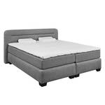 Lit boxspring Bourne (avec surmatelas) Microvelours - Gris - 180 x 200cm