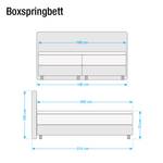 Boxspringbett Button Webstoff - 160 x 200cm - H2 bis 80 kg / H3 ab 80 kg - Viscoschaumtopper - Taschenfederkern - Taschenfederkernmatratze - Schwarz - Komforthöhe