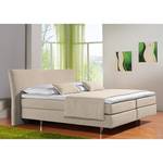 Lit Boxspring Cadis Tissu - Ecru - 100 x 200cm - Matelas de mousse froide - D2 souple