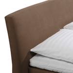 Lit Boxspring Cadis Tissu - Marron chocolat - 100 x 200cm - Matelas de mousse froide - D2 souple