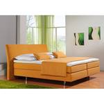 Lit Boxspring Cadis Tissu - Jaune - 140 x 200cm - Matelas à ressorts Bonnell - D2 souple