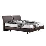 Lit boxspring Cavan Imitation cuir - Anthracite - 140 x 200cm - Matelas à ressorts Bonnell - D2 souple