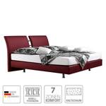 Boxspring Cavan kunstleer - Bordeauxrood - 140 x 200cm - Koudschuimmatras - H3 medium