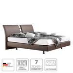 Boxspringbett Cavan Kunstleder Kunstleder - Taupe - 140 x 200cm - Kaltschaummatratze - H3