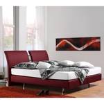 Lit boxspring Cavan Imitation cuir - Bordeaux - 160 x 200cm - Matelas à ressorts Bonnell - D2 souple