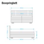 Boxspringbett Charlene Strukturstoff - 140 x 200cm - Grau - 140 x 200cm - Grau