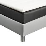 Boxspring Corby (inclusief topper) kunstleer/geweven stof - zilverkleurig/grafietkleurig - 140 x 200cm