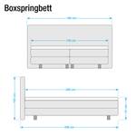 Lit boxspring Corby (avec surmatelas) Imitation cuir / Tissu - Argent / Graphite - 140 x 200cm