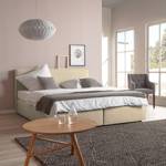 Boxspring Cyra I geweven stof - Beige - 200 x 200cm - Bonell-binnenveringmatras - H3 medium