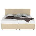 Lit boxspring Cyra I Tissu - Beige - 200 x 200cm - Matelas à ressorts Bonnell - D3 medium