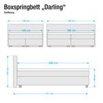 Lit boxspring Darling Avec surmatelas - Tissu gris - 180 x 200cm