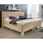 Lit boxspring Deluxe Night 180 x 200 cm - Textile marron - Ecru - 100 x 200cm - D2 souple